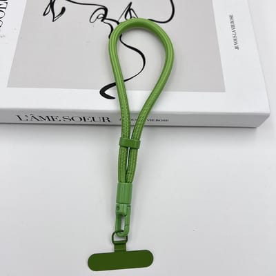 Lanière de poignet réglable pour téléphone portable rotation à 360 degrés clip à joint métallique anti-perte lanière autobloquante anti-chute antivol vert