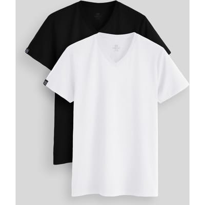 Heren Katoen Elastaan V-Hals T-Shirt