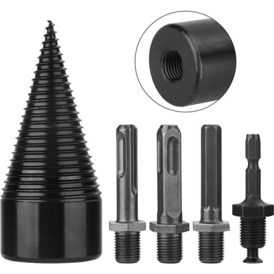 Foret Fendeur de Bûches Acier au Carbone Robuste Fendeur de Bûches Queue Hexagonale Haute Vitesse Bois de Chauffage black