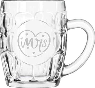 Gegraveerde bierpul 55cl Mrs. In hartje