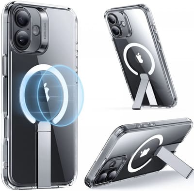ESR Hoesje Geschikt voor Apple iPhone 16 - Compatibel met MagSafe - Boost Flickstand HaloLock - Back Cover met Standaard - Militaire Bescherming - Transparant