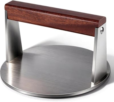 Famanu – Smash burgerpers staal 17 cm, zware vleespers voor hamburgers, spek, steak en BBQ grill