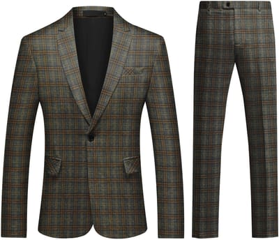 ALLTHEMEN Heren Pak Print - Enkel Knops Middensplit - Tweedelig pak - M