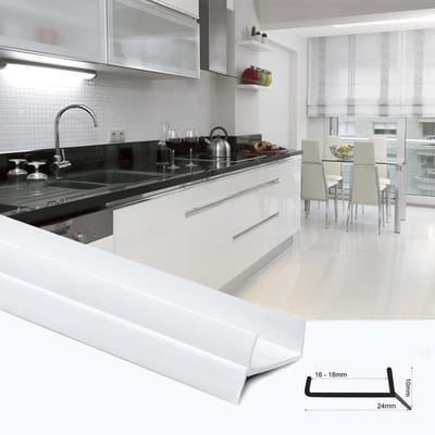 DQ-PP Abdichtingsprofiel - Keukenplint afdichtstrip - 18mm x 3m - Wit - Vocht- en stofbescherming - Plintprofiel PVC