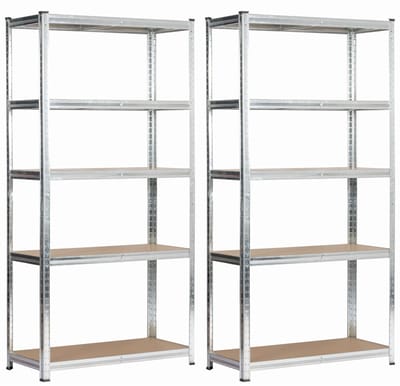 Dubbel Metalen Stellingkast 90x40x180 cm - Zilver Galvaniseerd - 10 Planken - Zelfmontage - Maximale Draagkracht per Plank: 175 kg