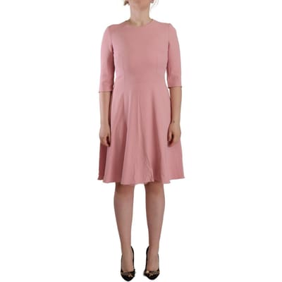Dolce & Gabbana Roze 3/4 Mouwen Viscose Mix A-lijn Damesjurk