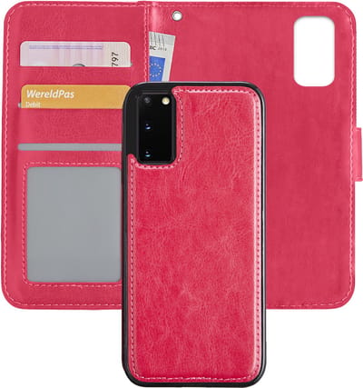 Hoes - 2 in 1 - Geschikt voor Samsung Galaxy S20 - Met Uitneembare Hard Cover - Bookcase - Wallet Case - Met Pasjeshouder - Book Case - Uitneembaar - Pashouder - Kunstleer - Donkerroze
