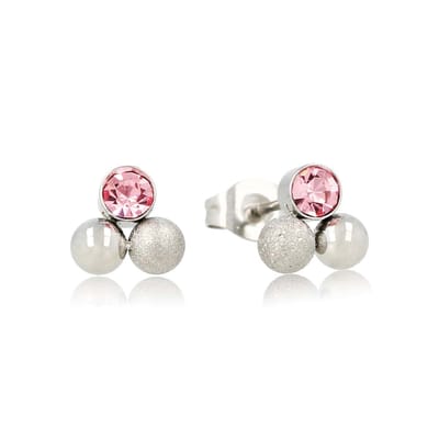 My Bendel - Zilverkleurige Oorknopjes met Roze Zirkonia 8mm - Roze Zirkonia Zilverkleurige Oorstekers - Elegant en Uniek - met Luxe Cadeauverpakking | Sieraden Voor Dames