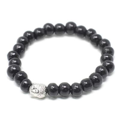 Darkwood Beads & Buddha Armband - Unisex - Zwarte Kralen