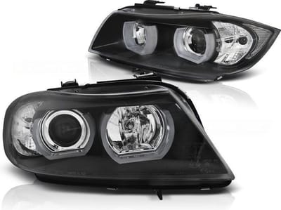 Koplampen dual halo rims BMW E90/E91 03 05-08 08 3D U-TYPE ZWART