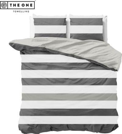 The One Bedding Dekbedovertrek Strepen - 240 x 220 cm - Lits jumeaux - 2 Kussenslopen - Katoen - Licht