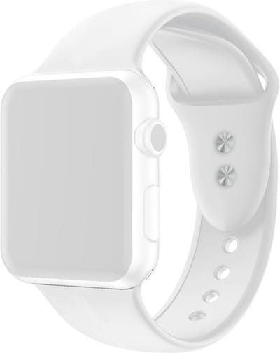 By Qubix - Geschikt voor Apple Watch bandje - Siliconen sportbandje - Wit - Dubbele druksluiting - Geschikt voor Apple Watch 44mm / 45mm / 46mm / 49mm (Ultra 1,2 en 3) - siliconen sport bandje - smartwatchbandje