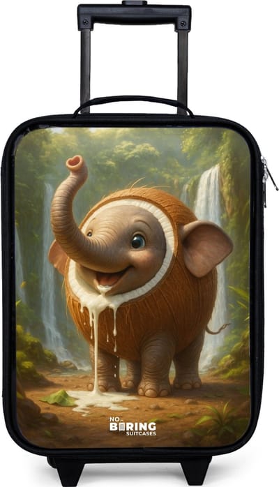 NoBoringSuitcases.com® - Kinderkoffer jongen - Kindertrolley meisje - Coconote Elephante - Koffer kind lichtgewicht - Reiskoffer trolley voor kinderen - Koffertje met lichtgevende wieltjes - Rolkoffer zwart