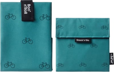 Boc’n’Roll - Snack'n'Go Voordeelset Icons Fiets - Herbruikbaar Boterhamzakje en Snackverpakking - Sluiting met klittenband - BPA-vrij - Waterdichte binnenlaag - Wasbaar tot 60°C