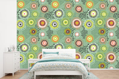 Behang - Fotobehang Bloem - Design - Hartjes - Breedte 360 cm x hoogte 240 cm