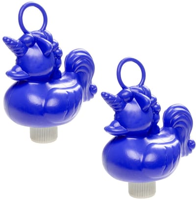 Duckiez eenhoorn badeendje badspeelgoed - 6x - blauw - 15 x 7 cm - Met oogje voor het hengelspel - kunststof