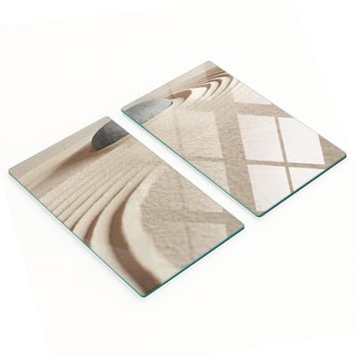 Decoratieve snijplanken van gehard glas met zandkleurige afwerking, 2x30x52 cm