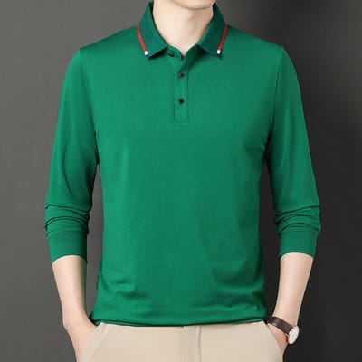 Lente en Herfst Heren Effen Kleur Shirt Eenvoudig Alles-Match T-shirt Hoge Kwaliteit Poloshirt XXXXL blue