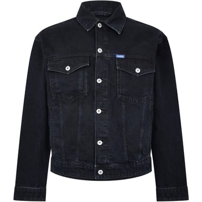 Hugo Mann Dex Denim Borstzak Slim Trucker Jas (Donkerblauw)