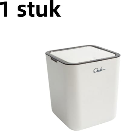 1 stuk - Prullenbak - Klein met deksel - Vierkant - Geschikt voor bureaus, slaapkamers en badkamers - Geschikt voor woonkamers en slaapkamers - Wit