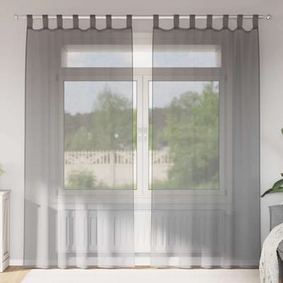 vidaXL - Gordijnen - voile - met - lussen - 2 - st - 140x245 - cm - donkergrijs