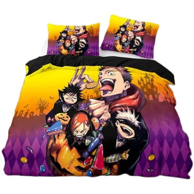 Jujutsu Kaisen Beddengoedset, Satoru Gojo Beddengoedset voor Tieners Jongens Volwassenen, Japanse Beroemde Anime Dekbedovertreksets 228x228cm 3pcs
