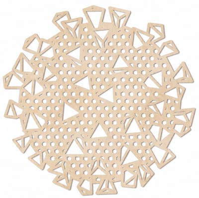 Houten wanddecoratie - Wooden wall decoration | Virus 45 x 45cm | Licht hout - Natural wood | Geometrische muurdecoratie - Geometric wall art - Origami Design Wandfiguur - Echt Hout - Real Wood - Corona - Covid