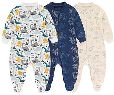 Pasgeboren Baby 2-weg rits Romper Katoen Jumpsuit, 3-Pack voor 0-24 Maanden