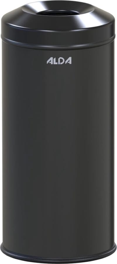ALDA, Brandwerende prullenbak – 12L - 43xØ20 cm – zwart – afvalbak – vuilnisbak