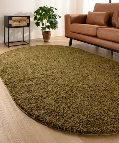 Vloerkleed ovaal hoogpolig - Shaggy Trend olijfgroen 120x180
