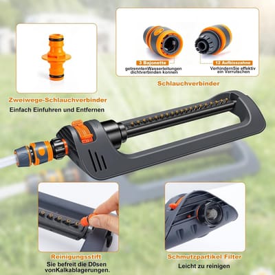 Efficiënte gazonsproeier voor tuinirrigatie tot 250 m², instelbare sproeibreedte tot 10 m, 19 sproeiers voor optimale dekking en waterbesparing