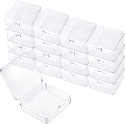 50 Stuks Opbergdozen met Deksel, 4.5 x 4.5 x 2 cm, Transparante Plastic Dozen voor Sieraden, Knutselaccessoires en Kleine Voorwerpen