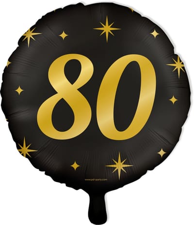 BTH - Folieballon 80 Jaar - Zwart-Goud - Verjaardag Versiering - Helium - Versiering - Verjaardag - Helium Ballonnen
