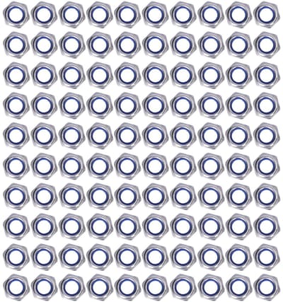 Dailygoods- Borgmoeren met Nylon Inzetstuk - Zeskantige Borgmoeren - Set van 100 Stuks - Roestvrij Staal A2-70 - M3/M4/M5/M6/M8/M10/M12 - Assortiment Borgmoeren - Borgmoer
