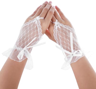 Dailygoods- Vingerloze Handschoenen Elegant - Kant/Strass - Bruids/Feest - Dames/Heren - 18 cm - Comfortabel en Aanpasbaar - Bruidshandschoenen