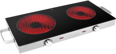 Core® Elektrische Kookplaat 4 Pits - Elektrische Fornuis - Elektrische Kookplaat Vrijstaand - 4 Kookzones - Kinderslot - Zilver - 66cm x 35cm x 10cm