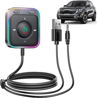 Aux Converter Auto - Muziek Ontvanger - Muziek Streamen - Plug-and-Play - 13.79 x 9.8 cm - Zwart