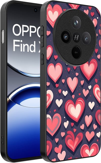 Smartphonica Telefoonhoesje Geschikt voor Oppo Find X8 met Hartjes Opdruk - TPU Backcover Case With Heart Design geschikt voor Oppo Find X8