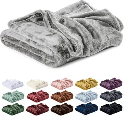 Lavea® Fleece Deken 130x150 cm – 1-persoons, Zacht – Warme Woondeken van Pluizige Microvezel voor Bank en Bed, Ademend en Wasbaar – Zilver