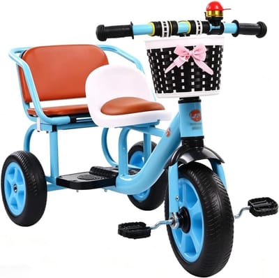 Kinderdriewieler Dubbelzit - Loopfiets Tweeling - Buiten Spelen - Frame Koolstofstaal - 50 kg Draagvermogen - Niet gespecificeerd