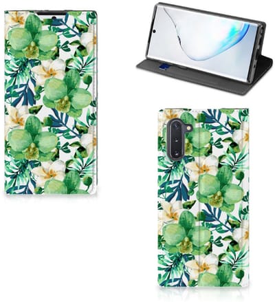 Standcase Hoesje voor Samsung Galaxy Note 10 Smart Cover Orchidee Groen