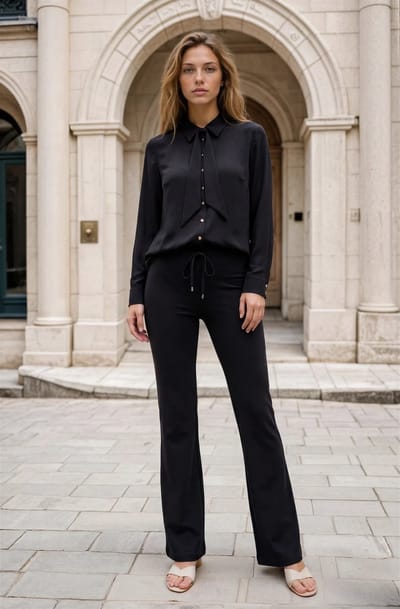 MI PIACE - Travel Pantalon Uni Black 2136 - Maat : S