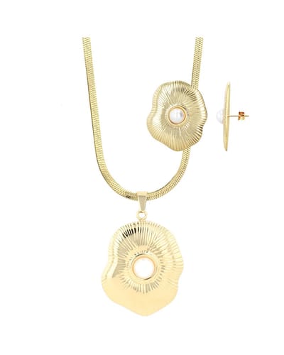 AKZENT Akzent Damen Schmuckset Edelstahl, Perle, Statement-Schmuckset, Big & Bold, goldfarben