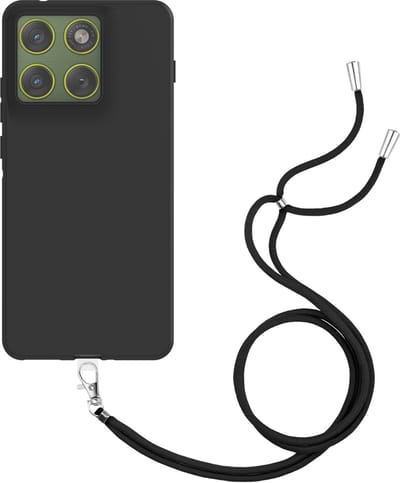 Cazy hoesje met koord geschikt voor Motorola Edge 70 Hoesje met Koord - Flexibele Case - Zwart