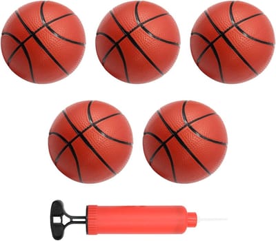 Set van 5 Mini Basketballetjes van 15 cm met Pomp, Sport Speelgoed voor Kinderen, Binnen en Buiten, Zwembad en Strand Spellen, Cadeaus voor Verjaardagen