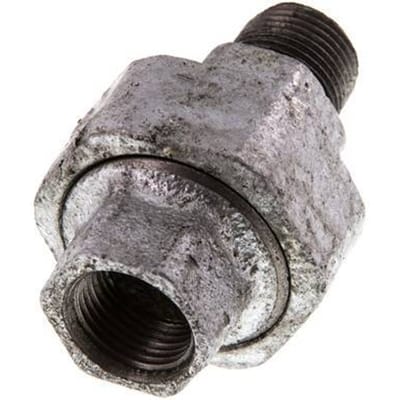 Rp 3/8'' x R 3/8'' F/M Verzinkt Gietijzeren Borstnippel 3-delig met Conische afdichting 25 Bar