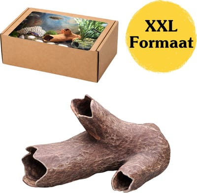 Aquarium Decoratie XXL Boomstam Grot – Houtlook Aquarium Cave – Schuilplaats voor Vissen, Garnalen en Pleco – 15 × 12 × 20,9 cm