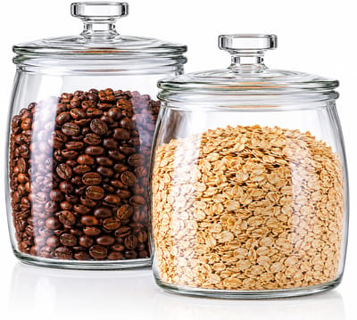 Dutchers® Voorraadpotten Glas Set van 2 – 2000ml – Luchtdicht – Glazen Bewaarpotten voor Pasta, Koffie & Keukenvoorraad