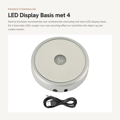 Dailygoods - LED Display Basis met 4 Kleurrijke LEDs voor Kristallen Kunst