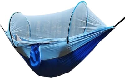 Hangmat met Klamboe - Kampeerhangmat Reishangmat - Ontspannen Buiten - Anti Rollover Ontwerp - Enkele Dubbele - Blauw